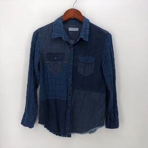 Anthropologie Artisan de Luxe Blue Patchwork Shirt